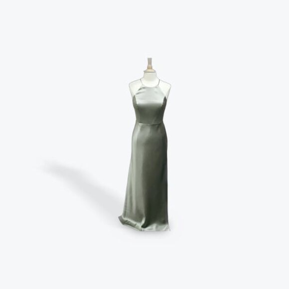 NWT Jenny Yoo Alessia Satin Halter Sage Size 10 - Picture 1 of 4